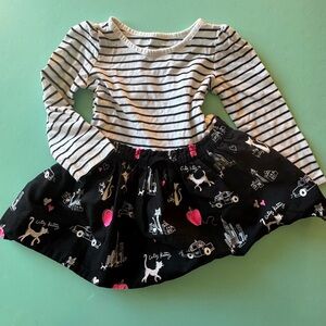 Girls 18-24 Month Dress The Children’s Place Long Sleeve Stripe City Kitty Cats